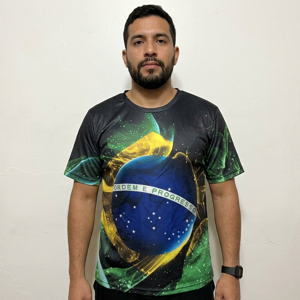 Camisa Preta Do Brasil Ordem e Progresso (Tamanhos Disponiveis)